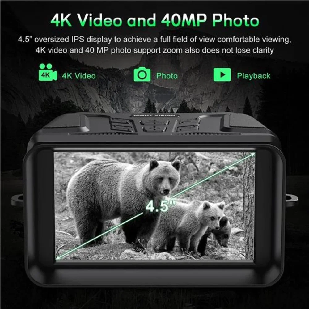 4K Night Vision Goggles, 4.5'' Screen Binoculars, 8X Digital Zoom